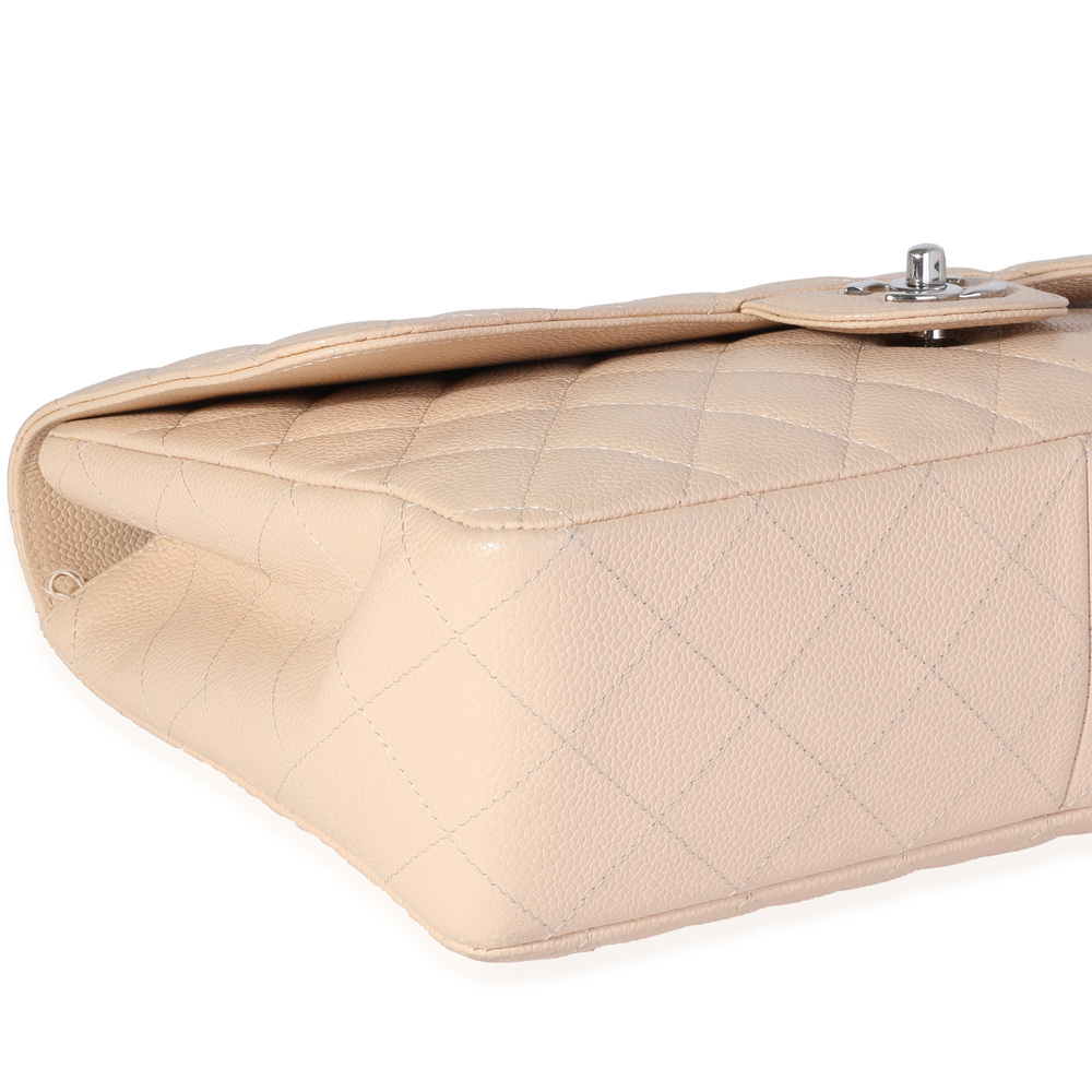 Chanel Beige Quilted Caviar Jumbo Classic Single Flap Bag - Picture 7 of 7